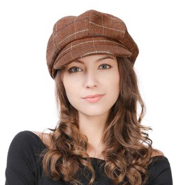 Winter Hats for Women Ladies Wool Peaked Beret Hats Baker Boy Newsboy Cabbie Cap Orange Large