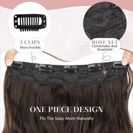 SEGOHAIR One Piece Clip In Hair Extensions 24Inch Curly Long Wavy Synthetic Hairpiece With 5 Secure Clips 180g Add Volume & Style 3/4 Full Head Hair Extensions Dark linen with Light linen