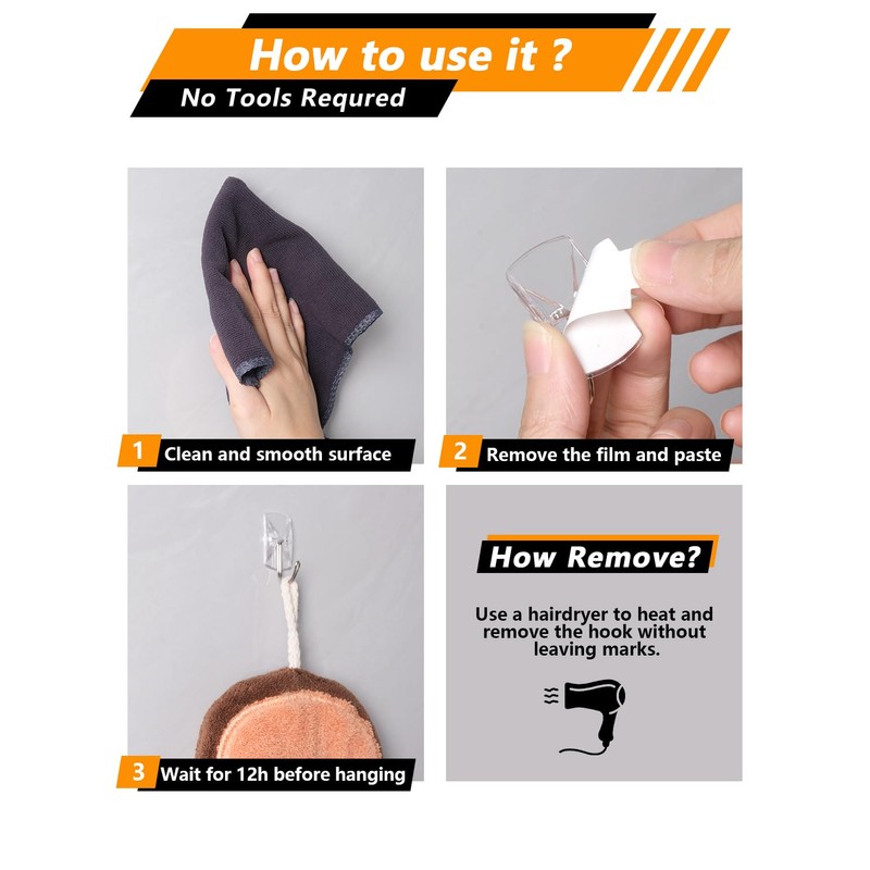ispneay 20 Pack Clear Small Adhesive Wire Toggle Hooks Strips