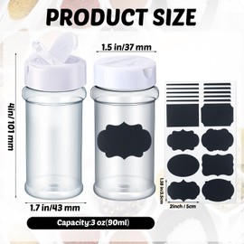 Eccliy 36 Pack 3 oz Clear Plastic Spice Jars with Label and Shaker Lids Empty Spice Bottles Seasoning Containers Seasoning Jars Shaker Condiment Pots for Pepper Herbs Powders (White)