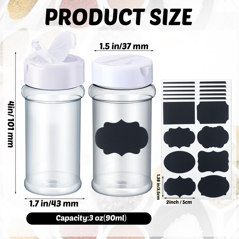 Eccliy 36 Pack 3 oz Clear Plastic Spice Jars with