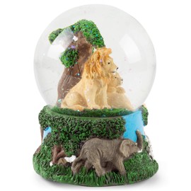 Elanze Designs Lions Zebras Elephants and Giraffes 100MM Sturdy Wind Up Music Glitter Water Snow Globe Tabletop Dresser Figurine Decoration Plays Tune Born Free