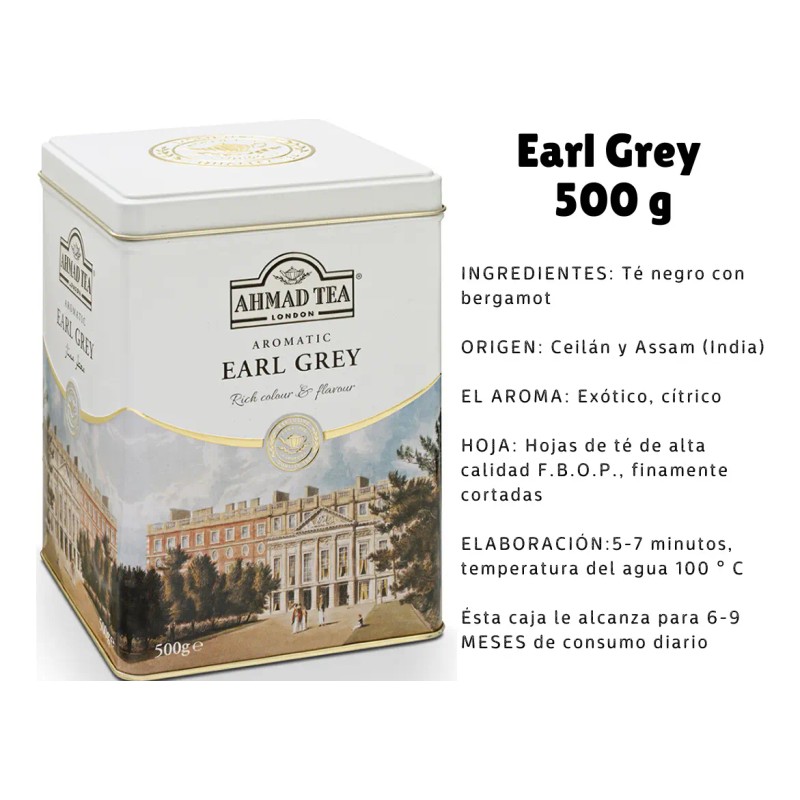 Earl Grey Ahmad Tea Negro Bergamota 500g