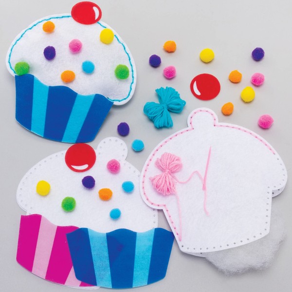 Baker Ross Cupcake Cushion Sewing Kits - Pack of 2, Sewing Set for Children, Creative Activities for Kids (FC413)