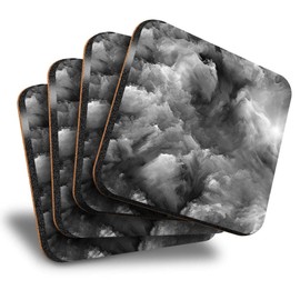 Destination Vinyl ltd Great Coasters (Set of 4) Square - BW - Dream Cloud Art Fantasy Storm Drink Glossy Coasters/Tabletop Protection for Any Table Type #42817