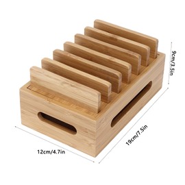 Phone Organizer, Tablet Storage Box Charging Station Dock Wooden Desktop Storage Bracket for Home Office