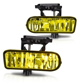 DOTCOM Front Fog Lights Assembly Compatible with GMC Yukon/Yukon XL 2000-2006(Do not Compatible with Denali models),Driving Fog Lamps Driver & Passenger Side Pair,Yellow lens