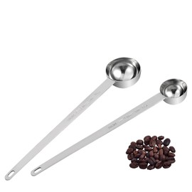 Coffee Scoop Spoon Set of 2, Stainless Steel Long Handle Measuring Spoons for Ground Coffee, Loose Tea and Powder, 2 Tablespoons/30ml and 1 Tablespoon/15ml, Dishwasher Safe