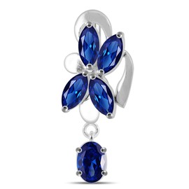 Dark Blue CZ Crystal Stone Orchid with Oval Gems Dangling Reverse Bar 925 Sterling Silver Belly Ring Body Jewelry