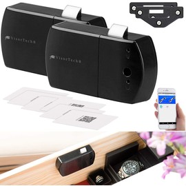 VisorTech Cabinet Lock: Set of 2 Drawer & Cabinet Door Lock with RFID Key, BT, App (Electronic Mailbox Lock, Screw-On Lock, Electronic Door Lock Cylinder)