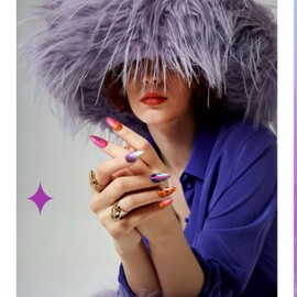 Cihcshe Handmade Press on Nails, Almond Acrylic Nails Hand-Painted, Reusable 10PCS Fake Nails, Advanced Custom Press Ons for Women