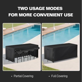 7 Piece Outdoor Bar Height Dining Set Cover with Split Zipper, Heavy Duty 600D Oxford Fabric Outdoor Bar Cover for 6 Person 76'' Long Outdoor Wicker Bar Height Dining Set, 76"L x 34"W x 42"H