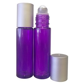 Perfume Studio® 10ml Purple Glass Roller Bottles with Glass Ball Roller and Silver Cap for Aromatherapy and Essential Oils; 2 Piece Set (Glass Ball, Purple)