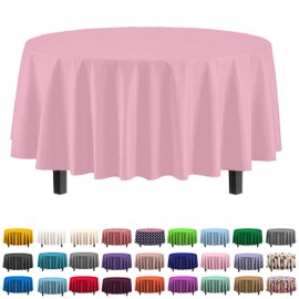 4-Pack Pink Plastic Table Cloth - 84-Inch Round Disposable Tablecloth for Parties - Round Tablecloth - Disposable Table Cloths for Parties - Plastic Table Cover for Picnics - Exquisite