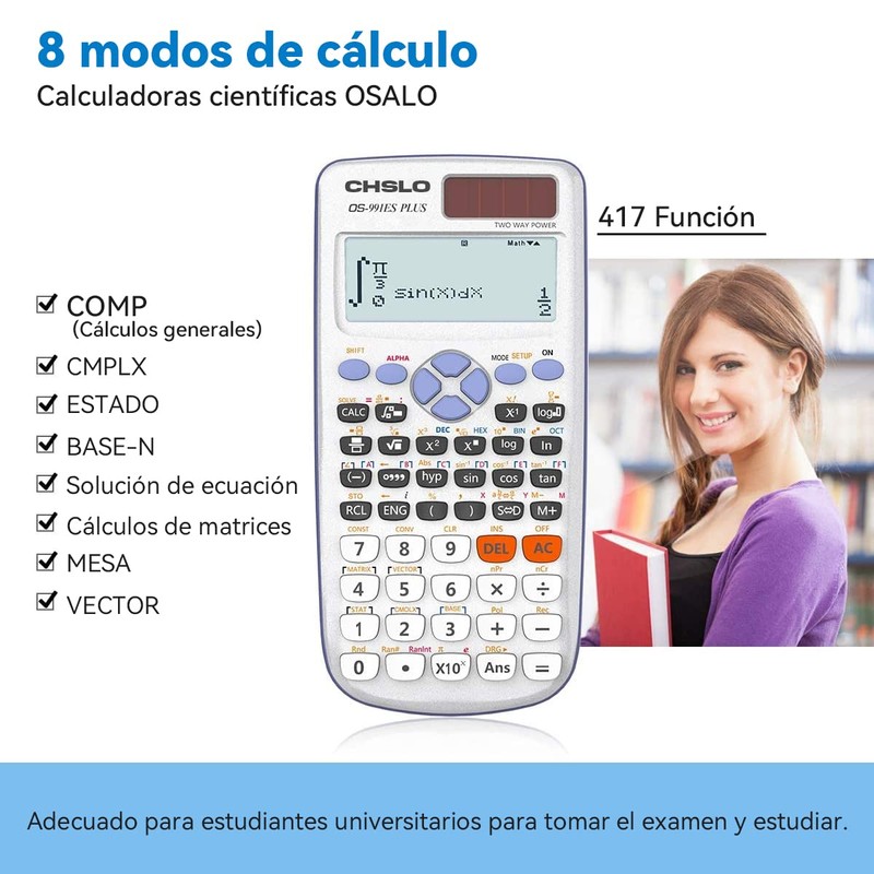 MOXIMX Calculadora Científica, 991ES Plus-417 Funciones, Scientific Calculators, Plata