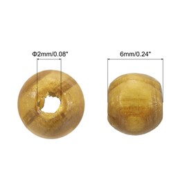 uxcell Natural Wood Beads, 100Pcs 6mm Diameter Light Brown Round Loose Spacer Beads for DIY Jewelry Bracelet, 2mm Hole
