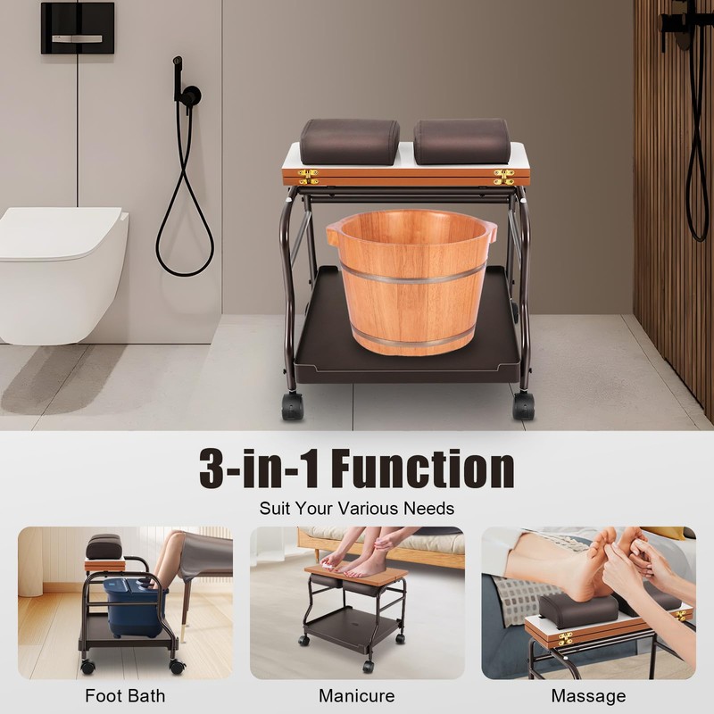 Pedicure Foot Rest, Portable Pedicure Foot Stool Spa Trolley, Foot