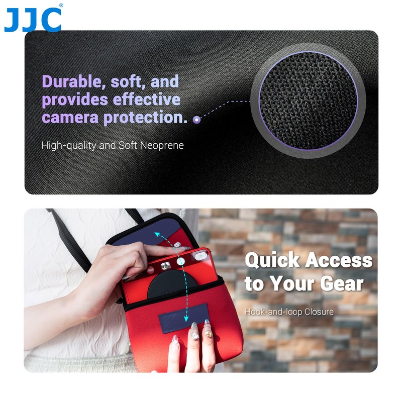 JJC Neoprene Compact Camera Pouch Bag with Velcro Closure for