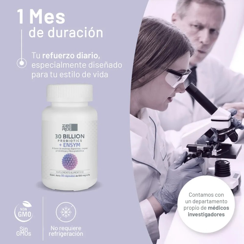 Probiótico 30 Billones + Enzimas Digestivas 30 Cápsulas