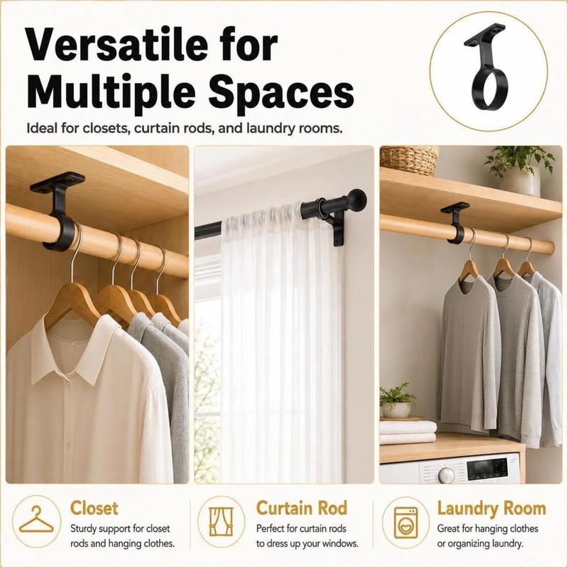 6 Pcs 1 5/16 Inch Diameter Round Wardrobe Closet Rod