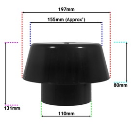 SPARES2GO 110mm Vent Extract Cowl Mushroom Soil Pipe Stack System Weather Ring Seal (Black)