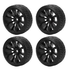 SUNGOOYUE RC Tyre and Set, 4 Pieces 1/10 Drift Car Tyres, Black Hard Tyres, RC Rubber Tyres and Set for TT02 On Road Drifting Car