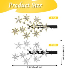 4PCS Rhinestone Star Hair Clips, Sparkly Crystal Hair Clips,Crystal Star Hairs Clip,Bride Wedding Hairs Barrettes, Elegant Metal Hairpin Accessories, Headwear Styling Tools, Present For Women Girls