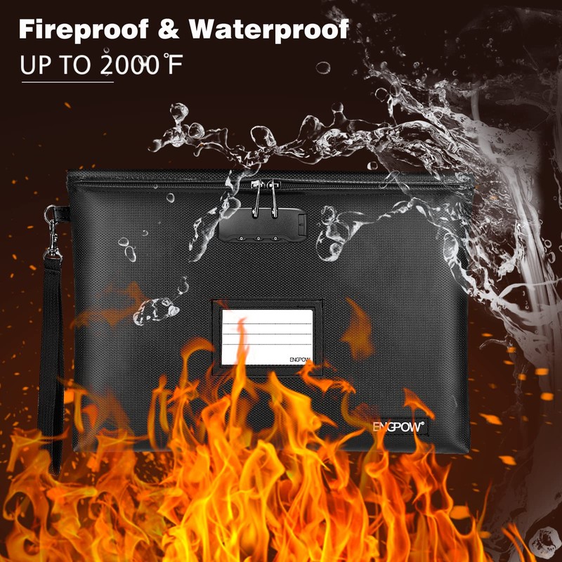 Pack of 2 Fireproof Document Bags with Lock, 37 x