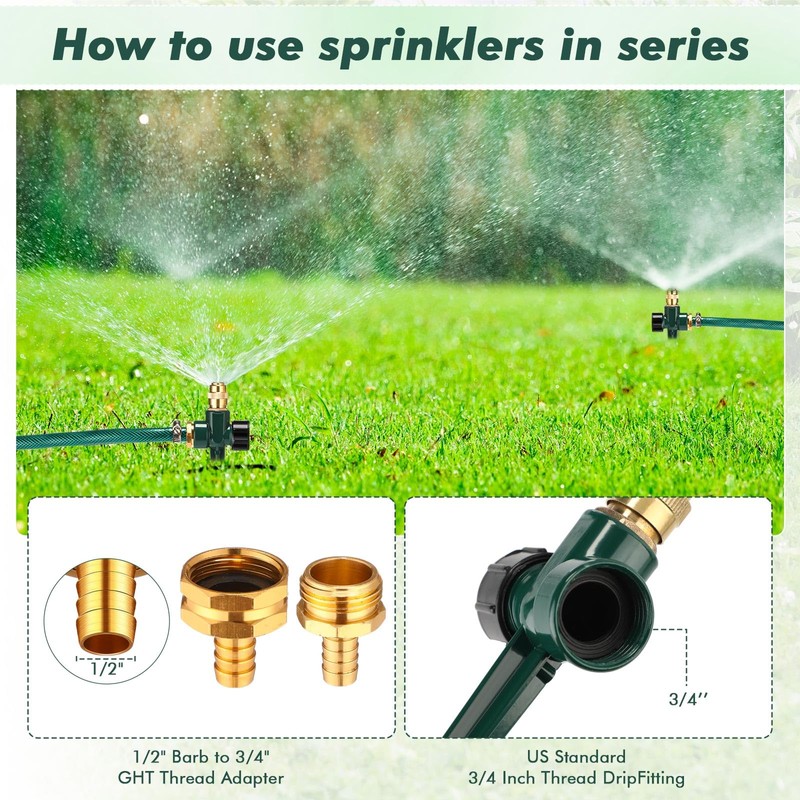 Landical Above Ground Irrigation Garden Sprinkler System 3 Pack Lawn