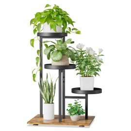 iDavosic.ly 3 Tier Plant Stand Indoor, Corner Tiered Plant Stands for Multiple Plants Outdoor, Metal Tall Plant Display Holder Shelf Flower Rack for Patio Porch Garden Balcony Bedroom, Black
