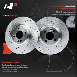 A-Premium 11.57 inch (293.8mm) Front Drilled and Slotted Disc Brake Rotors Compatible with Select Mini Models - Cooper 2007-2015 1.6L, 2-PC Set