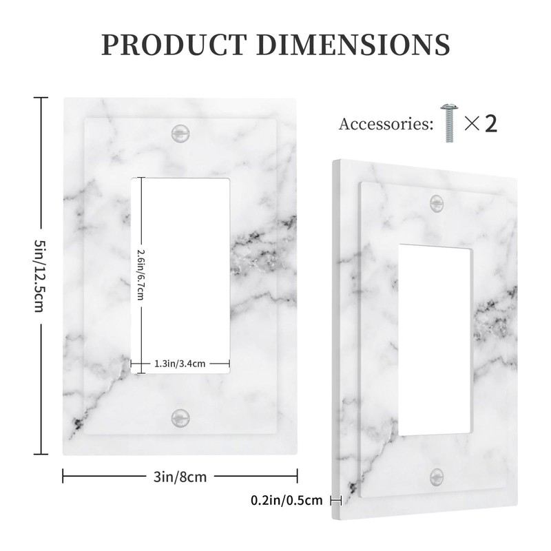 ybclf White Gray Marble 1 Gang Single Rocker Light Switch