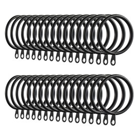 Kinsinder 60 Pieces Metal Curtain Rings, Rings for Curtain Rods for Window Door Shower Curtain Curtain Hooks Rails, 38 mm Inner Diameter (Black)