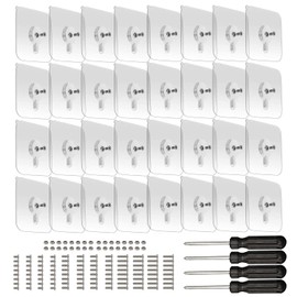 Linwnil Adhesive Screws Wall Mount Hanging Nails No-Trace No Drilling Stick-on Sticky Screw with 3 Different Size Screw for Bathroom Kitchen Storage Room Tile Wall Shower Room (32Pcs/Pack)
