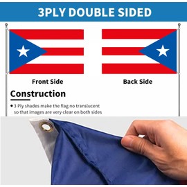Yamizar Puerto Rico Flag Heavy Duty double sided 3 Ply 3x5 Feet Puerto Rican National Flags with Brass Grommets, Fade-Resistant for Home, College Dorm Decor, Outdoor, Indoor