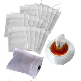100 Disposable Empty Filter Bags Non-Woven Unbleached Tea Bags Strong Penetration Natural Loose Leaf Tea & Coffee (8cm*10cm)