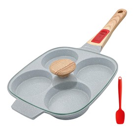 RANX INGST Ceramic Egg Frying Pan with Lid, Nonstick 4 Cup Fried Egg Pan with Detachable Handle, Omelette Pan Induction Compatible - Blue