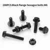 208 Piece M6 Screw Set, Flange Screws Nuts Set, Hex