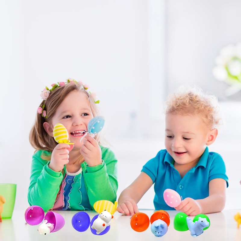 24Pcs Easter Egg Set Plastic Eggs with Bunny Toy Funny