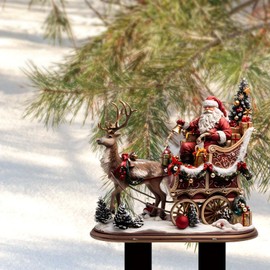 Milageto Christmas Decoration Reindeer Santa Sleigh Figurine Stake Decorative Acrylic Yard Sign for Backyard Flower Pot Party Favor