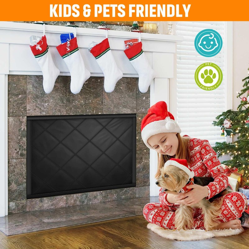 Magnetic Fireplace Draft Cover, Fireplace Blocker Blanket for Heat Loss,