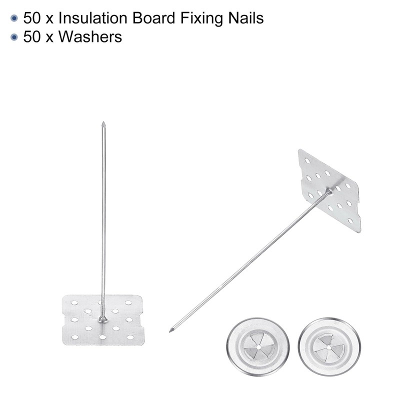 PATIKIL 70mm Perforated Insulation Pins with Round Washer,50 Sets 2in