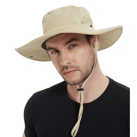 Wmcaps Sun Hat Men's Outdoor Safari Hat Women Wide Brim Summer Hat Men Foldable Hiking Hat Boonie Hat Sun Protection Hat Bush Hat Fishing Hat Garden Hat, khaki