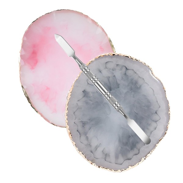 Beautifultracy 2 Pcs Resin Nail Palette Nail Polish Palette Nail