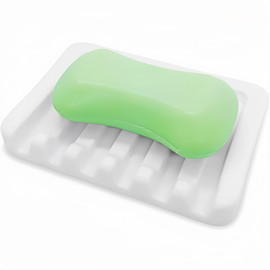 Soap Dish with Drain, Bar Soap Holder for Shower, Waterfall Self-Draining Soap Tray Keep Bars Dry Organized, Vonpri Bathroom Soap Dishes Ceramic Soap Box for Kitchen Bathtub Countertop (White)