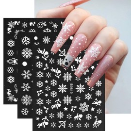 30 Sheets Christmas Nail Stickers, Nail Art Stickers, White Nail Supplies Nail Art Design Decoration Accessories, A Precious and Beautiful Gift for Girlfriend and Mother