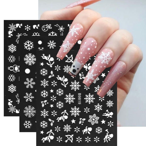 30 Sheets Christmas Nail Stickers, Nail Art Stickers, White Nail