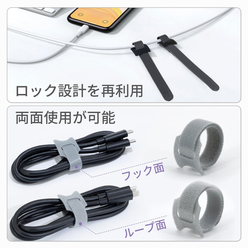 (Freely Adjustable, Repeatedly) Cord Organize Cable Band, Zip Band, Velcro