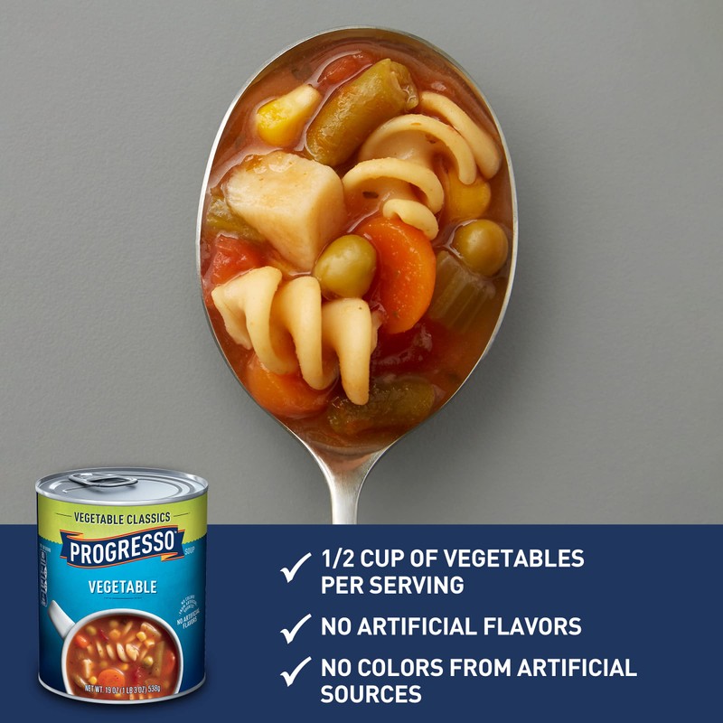 Progresso Vegetable Classics Soup, Vegetable, 19 oz (Pack of 6)
