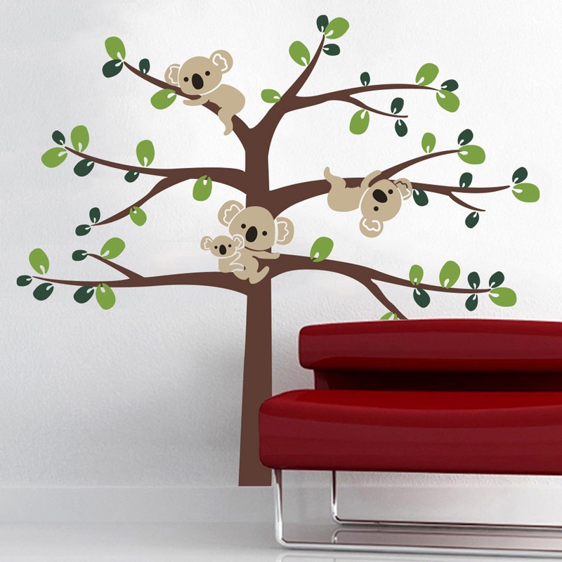 Cute Cartoon Koala and Tree Removable Wall Sticker Stylish Living